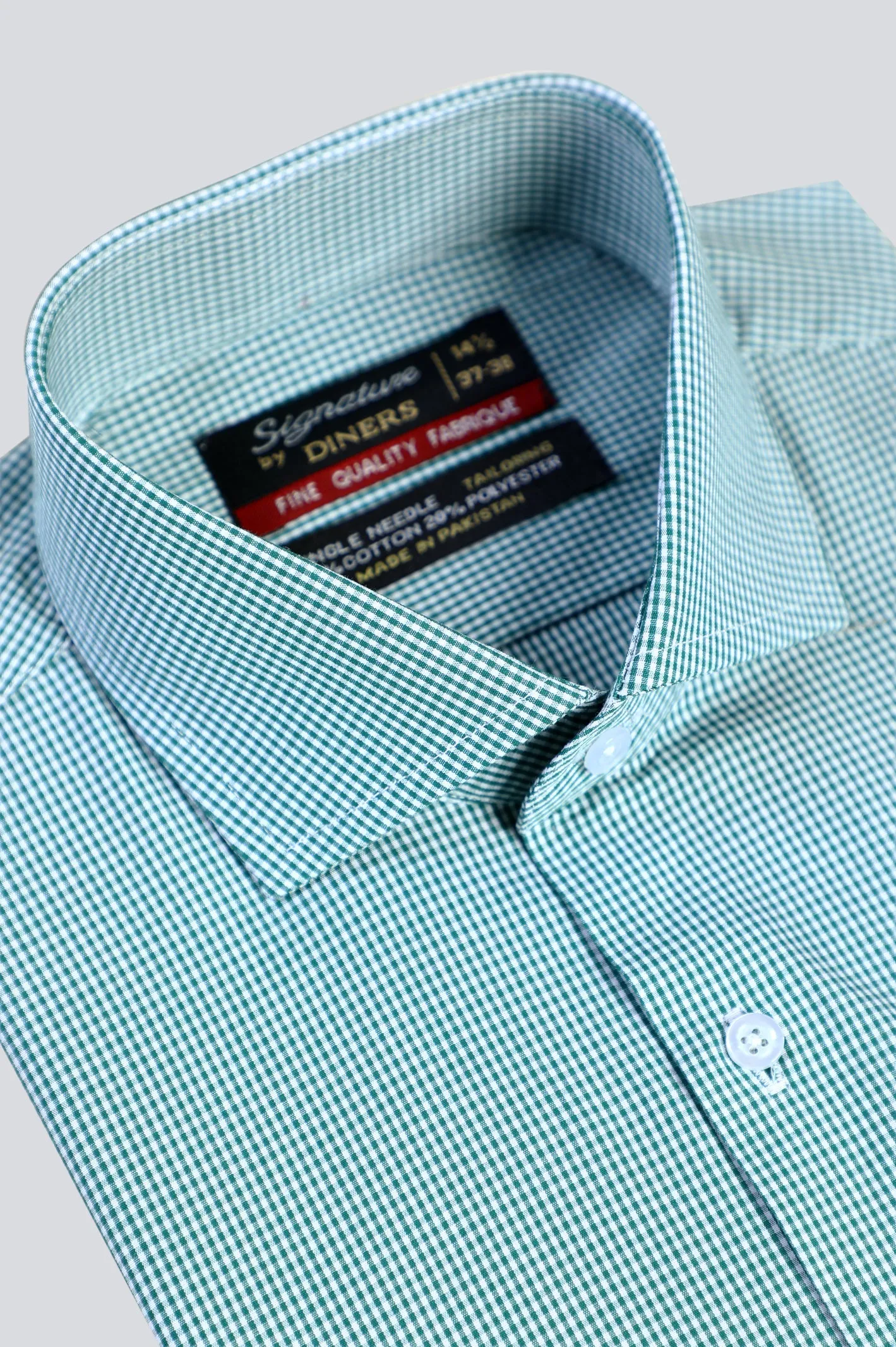Green Mini-Check Formal Shirt