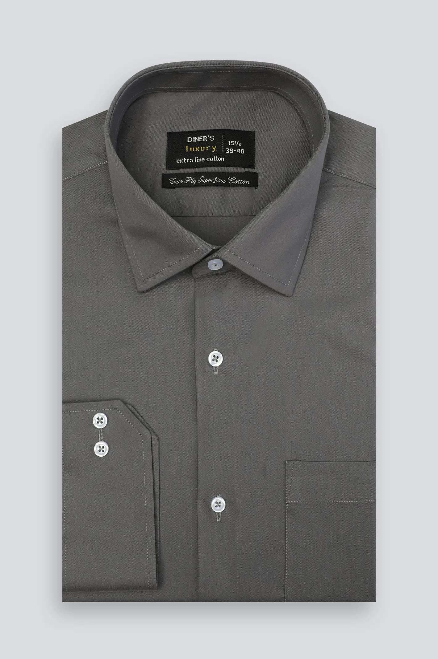 Grey Twill Textured Formal Shirt