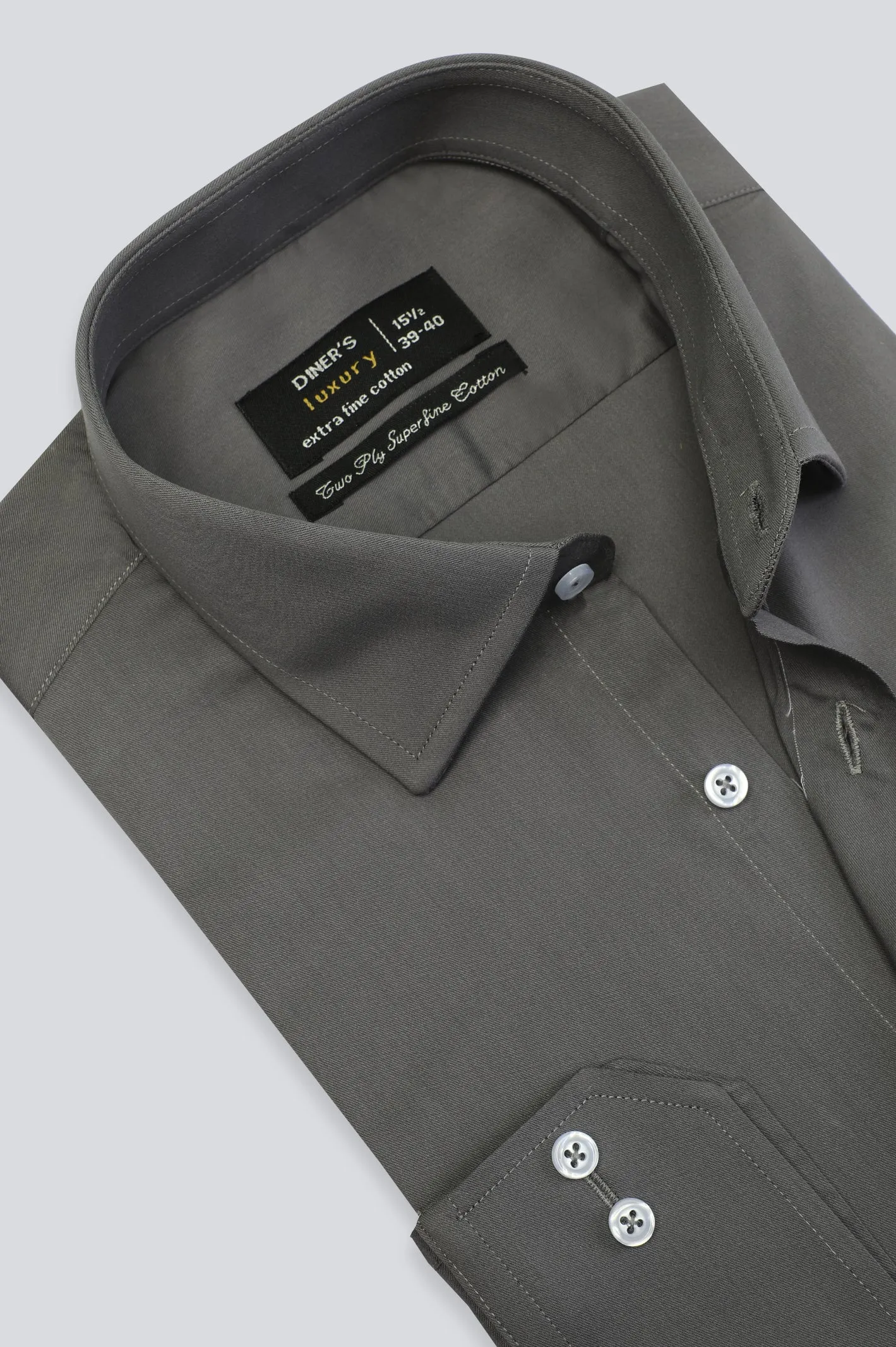 Grey Twill Textured Formal Shirt