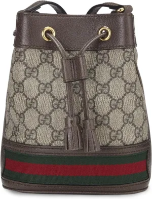 Gucci Women's Pre-Loved Brown Coated Canvas Ophidia Bucket Bag