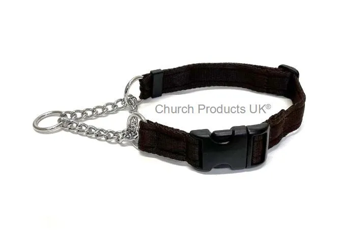 Half Check Chain Dog Collars Adjustable 25mm Wide Cushion Webbing Large X-Large