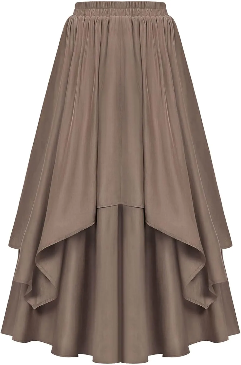 HGps8w Renaissance High Low Skirt for Women Medieval Costume Vintage Gothic Steampunk Victorian Maxi Skirt