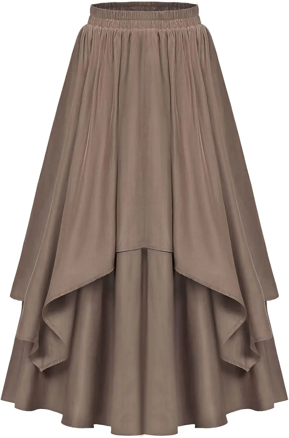 HGps8w Renaissance High Low Skirt for Women Medieval Costume Vintage Gothic Steampunk Victorian Maxi Skirt