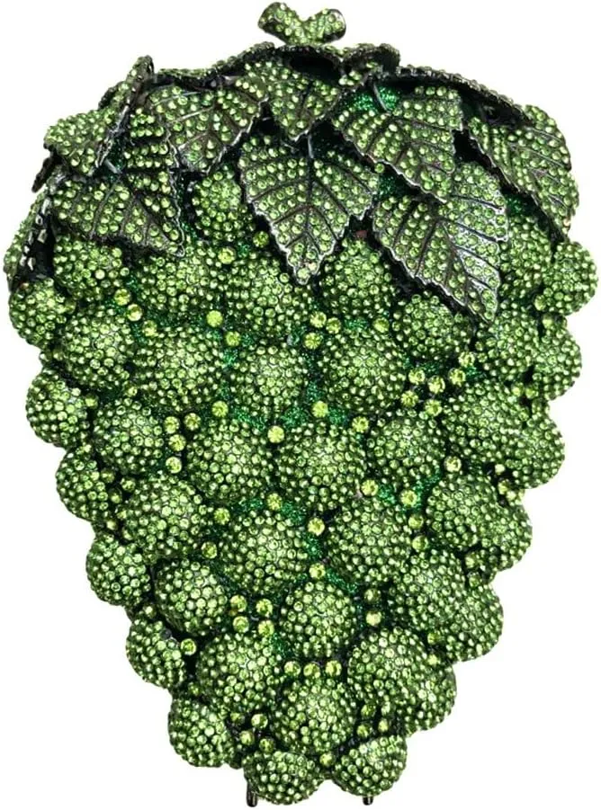 Hollow Carved Grape Rhinestone Evening Clutch Women Luxury Crystal Handbags Purses for Party and Wedding