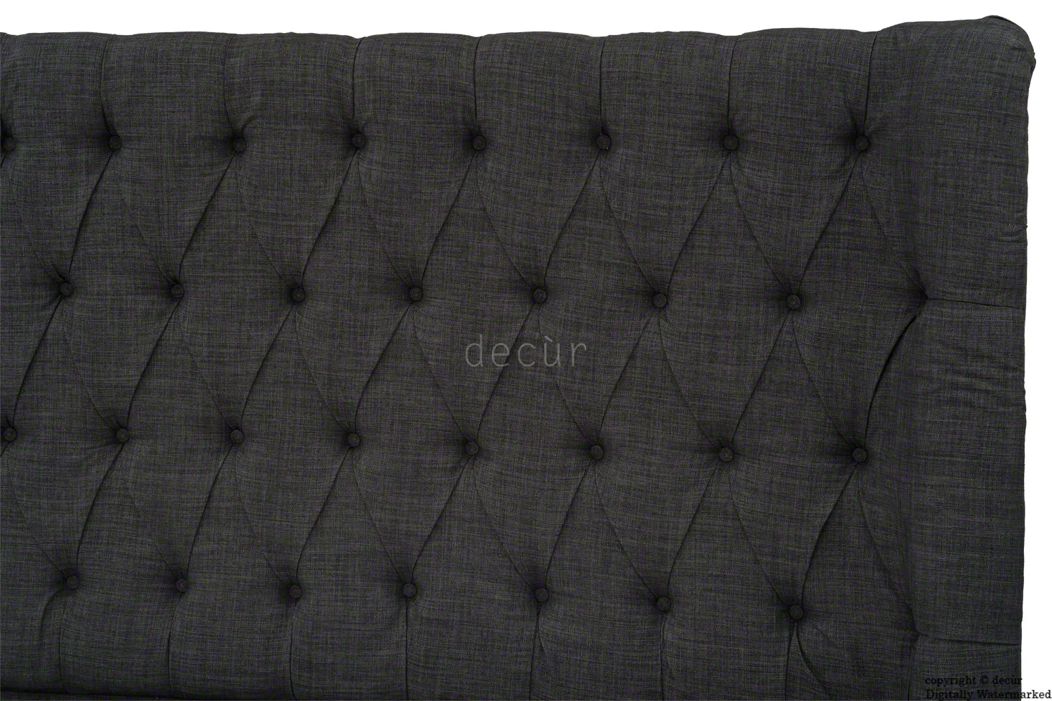 Hollyrood Linen Upholstered Winged Ottoman Bed - Charcoal