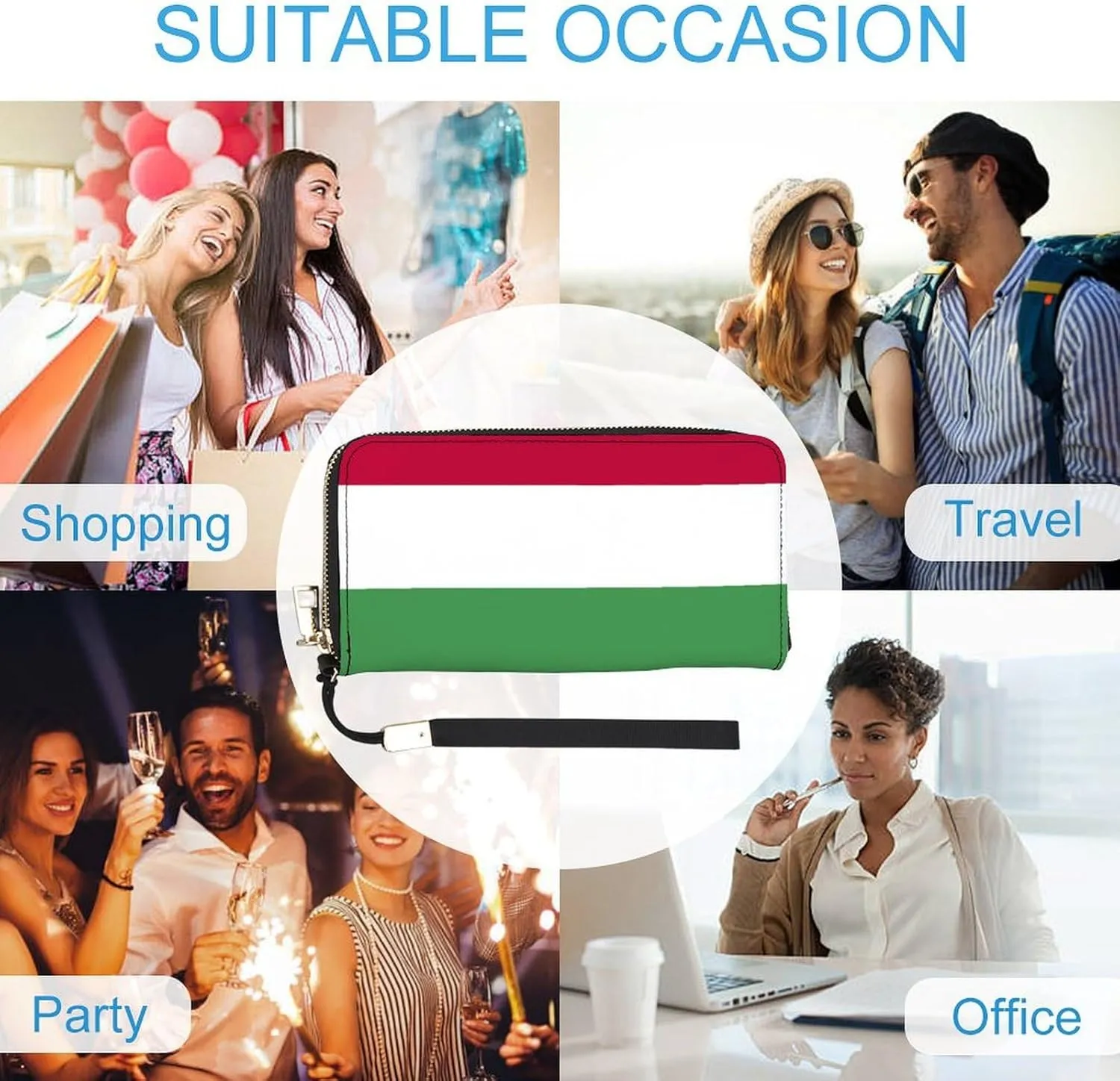 Hungary Flag Long Purse with Removable Wristlet Stylish PU Leather Zipper Wallet for Women Men