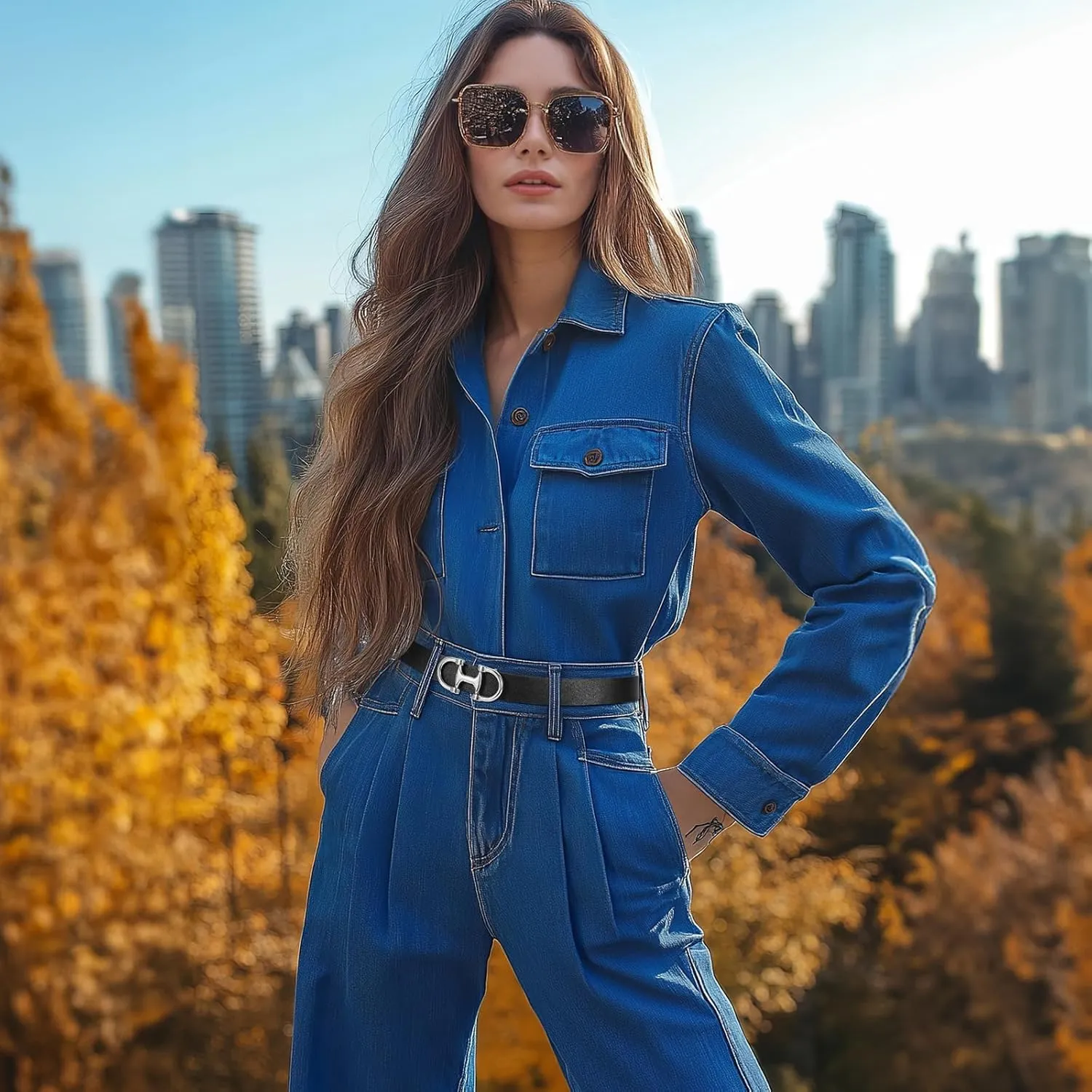 IAKING Women Reversible Leather Belt Two-in-One Ladies Belts with Gold Buckle for Jeans Pants Dresses