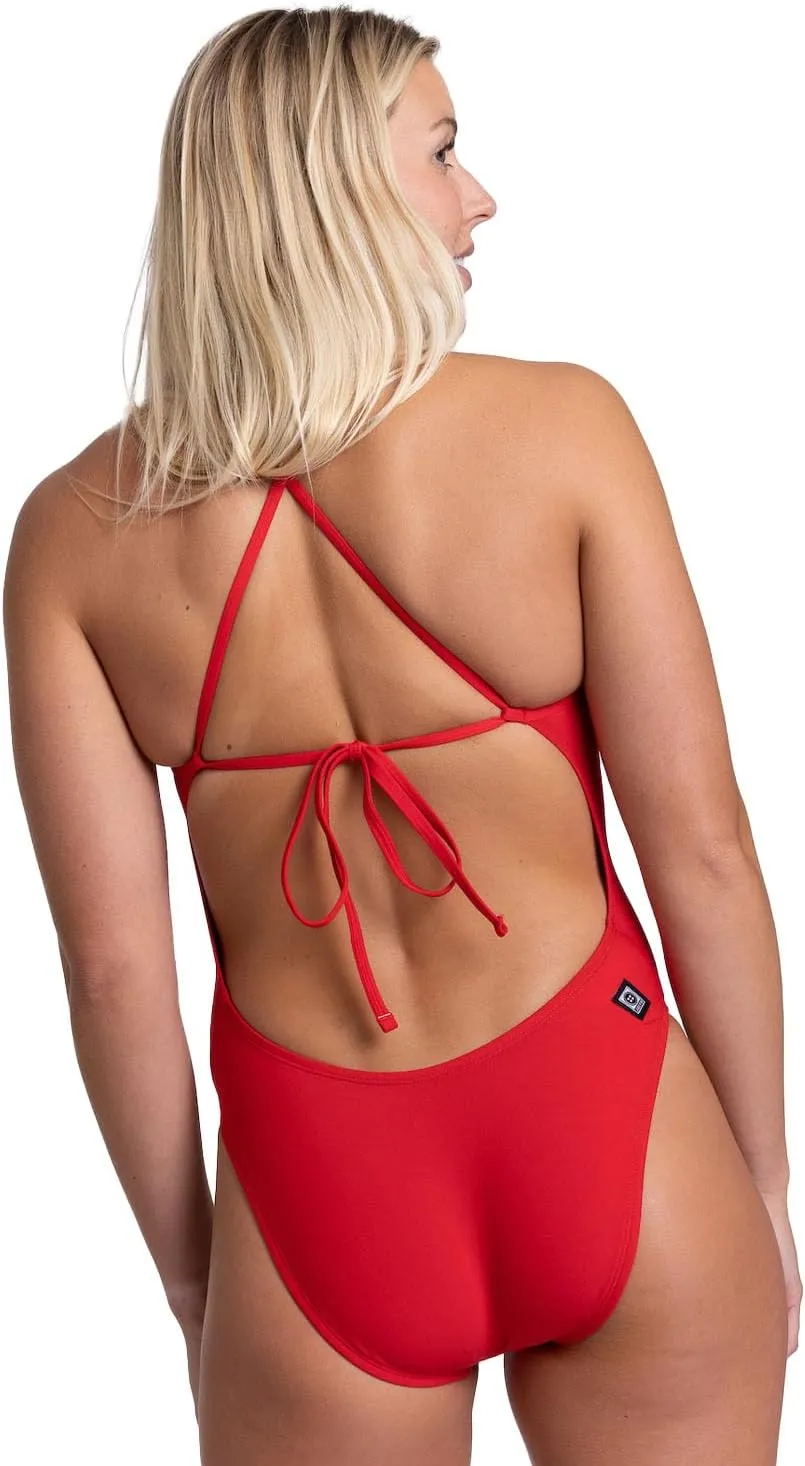 JOLYN Jackson 4 Tie Back Women's Athletic One Piece Swimsuit for Competitive Swimming, Lifeguarding, Medium-Full Coverage