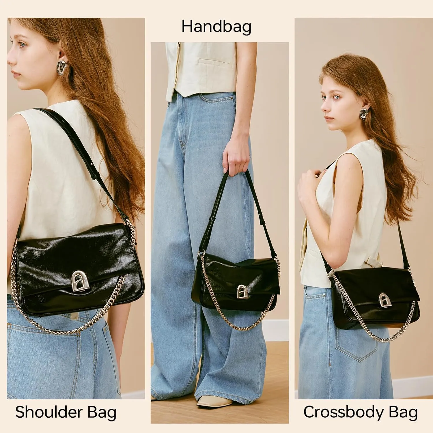 LA FESTIN Leather Crossbody Purse for Women Small Shoulder Bag with Adjustable Strap Trendy Designer Purses and Handbags