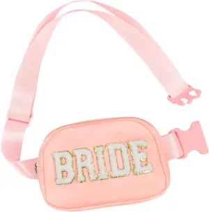 Lamyba Bachelorette Gifts for Bride Fanny Pack, Bride to be Gifts for Bridal Shower Party Wedding day, Belt Bag for Bride with Adjustable Strap, Waterproof Crossbody Waist Bag, Pink