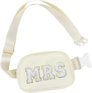 Lamyba Bachelorette Gifts for Bride Fanny Pack, Bride to be Gifts for Bridal Shower Party Wedding day, Mrs Bag for Bride with Adjustable Strap, Waterproof Crossbody Waist Bag, Beige