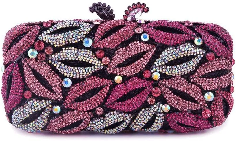 Lips Rhinestone Evening Clutch Fashion Purses for Women Wedding Party Banquet Cocktail Handbags