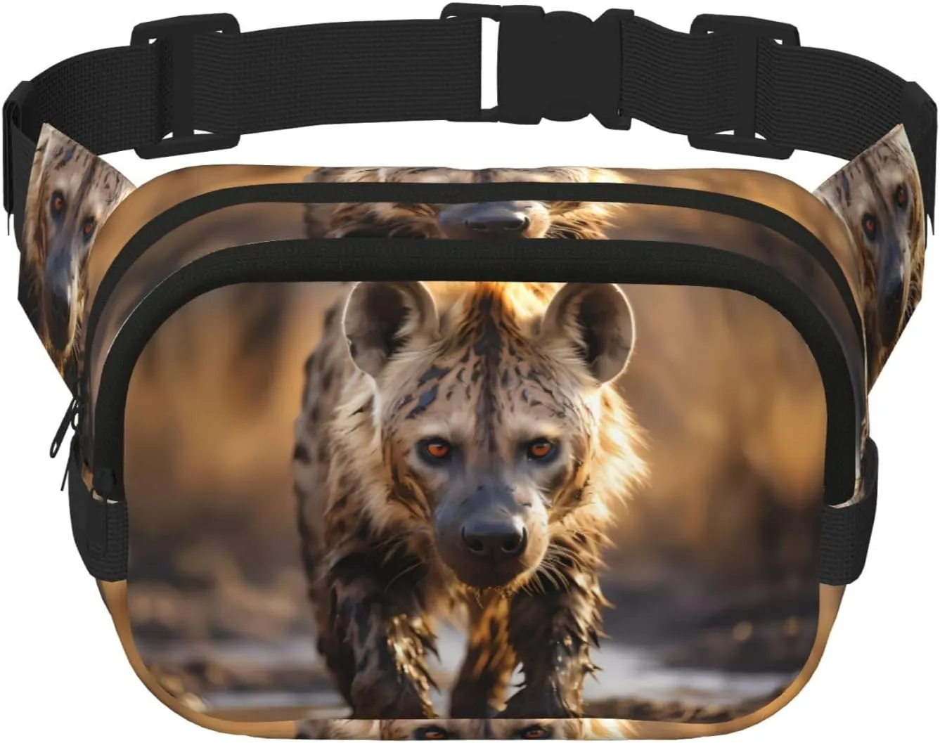 Lone Hyena Square Double Layer Waist Bag Belt - Fanny Pack Purse with Adjustable Strap for Running, Travel, Hiking