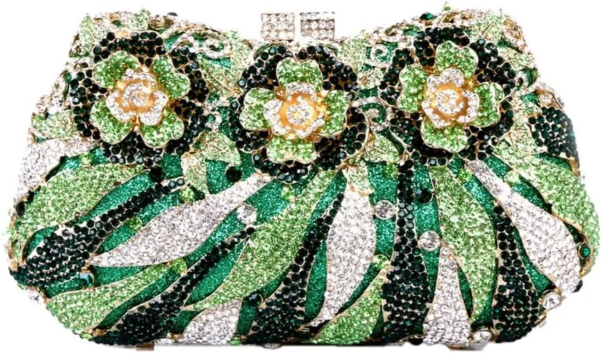 Luxury Sparkly Rose Crystal Evening Clutches Banquet Party Evening Bag Wedding Handbag Purses for Women
