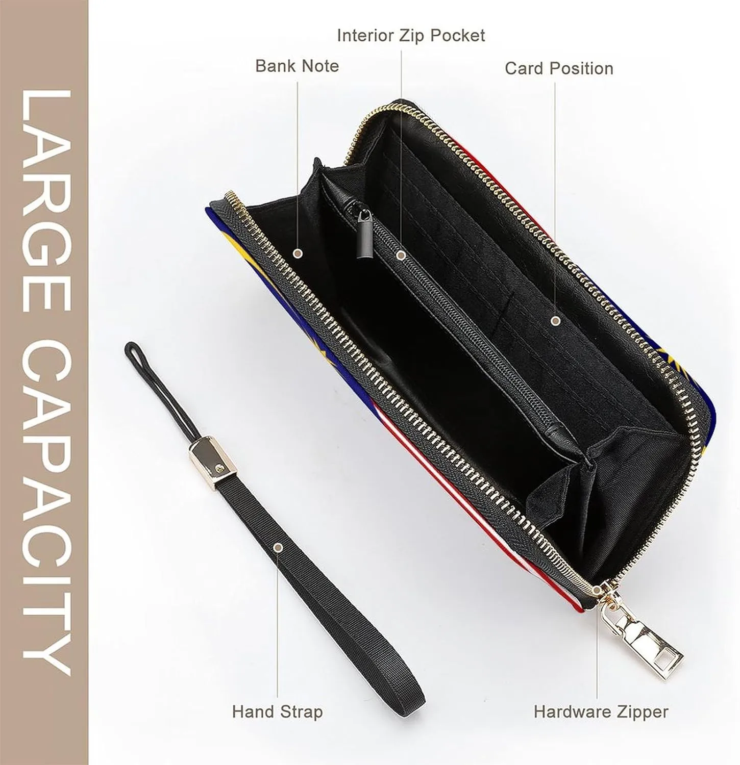 Malaysia Flag Long Purse with Removable Wristlet Stylish PU Leather Zipper Wallet for Women Men