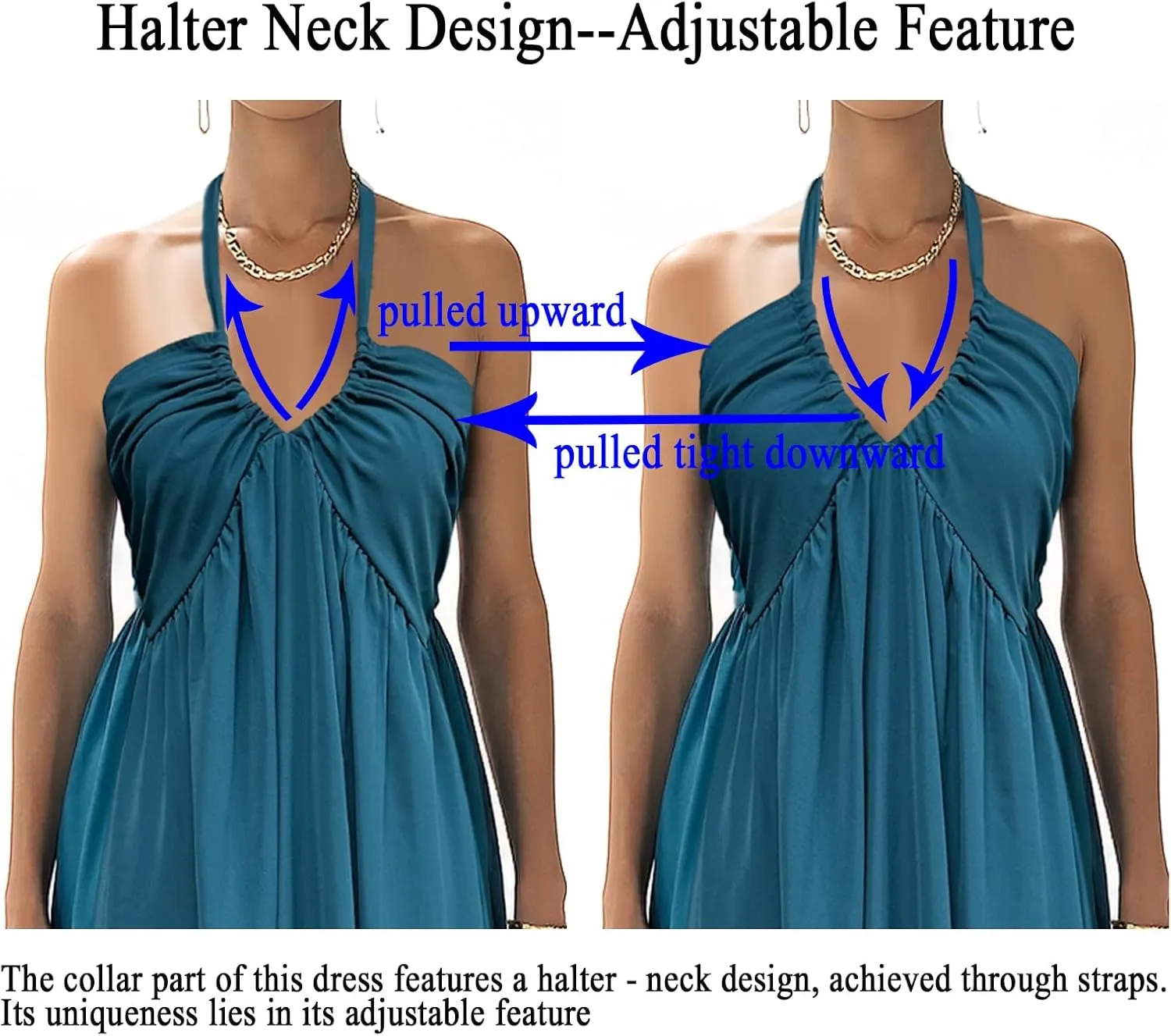 Maxi Chiffon Dresses for Women 2025 Sexy Halter V Neck Backless Smocked High Waisted A Line Beach Vacation Sundress
