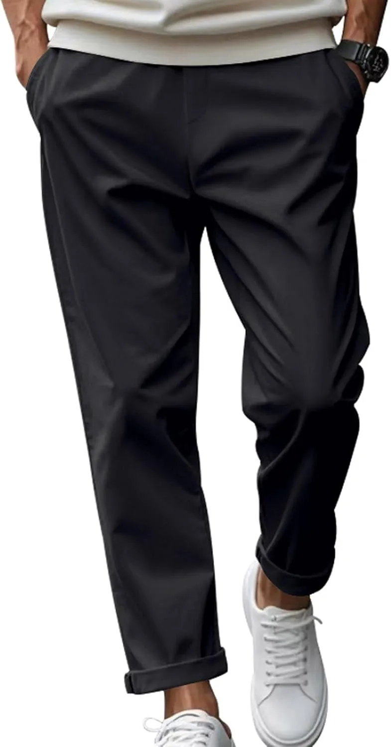 Mens Casual Pants Elastic Waist Relaxed Fit Drawstring Sweatpants Lightweight Comfy Jogging Atheltic Pants Baggy Lounge Pants
