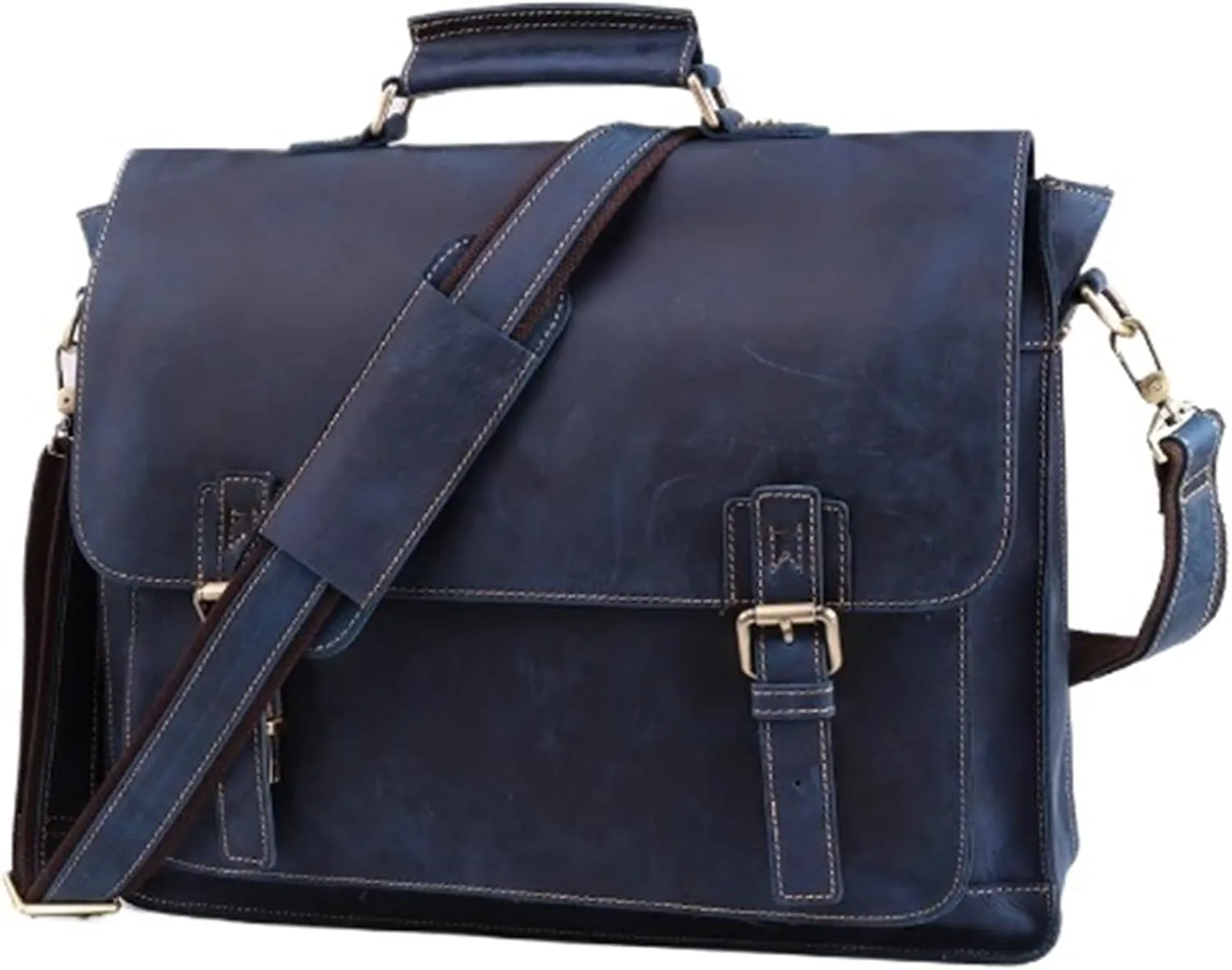 Men's Handbag Crazy Horse Leather Tote Shoulder Bag Leather Briefcase