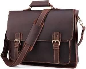 Men's Handbag Crazy Horse Leather Tote Shoulder Bag Leather Briefcase