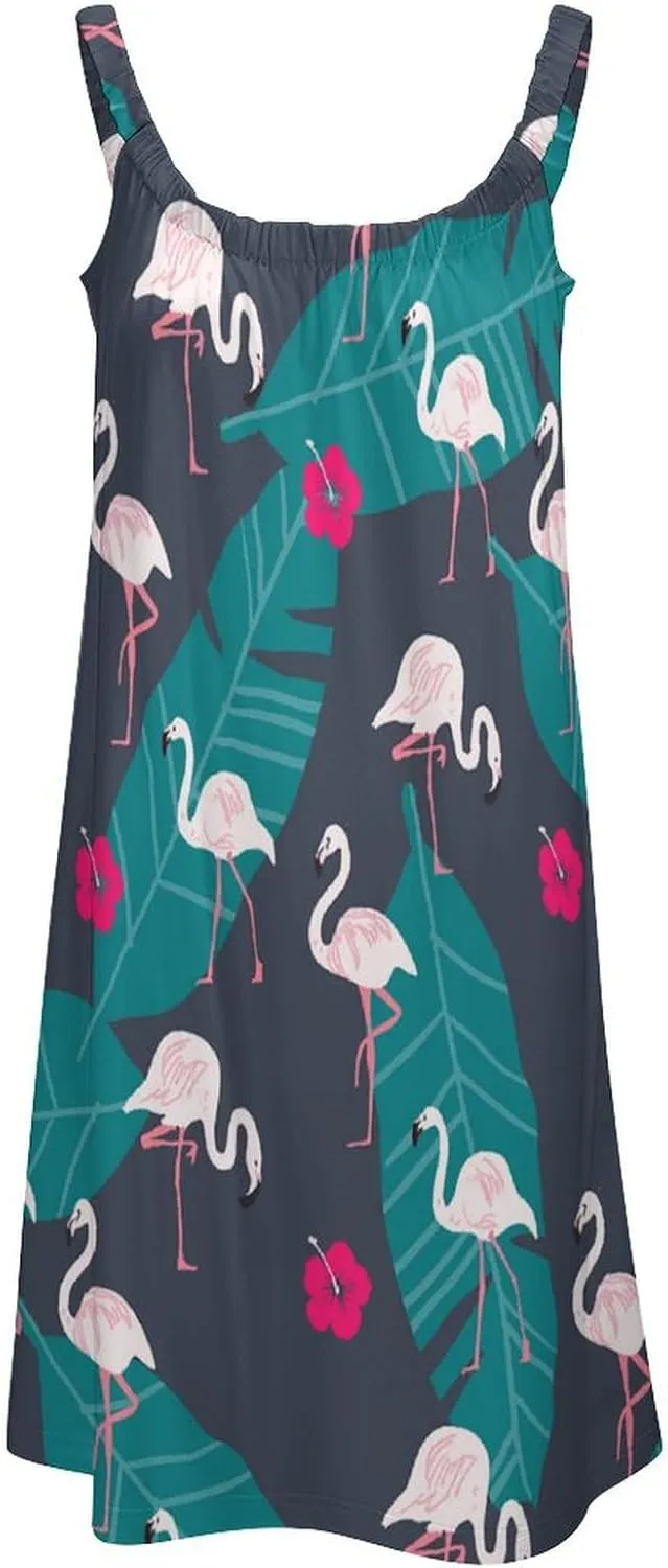 micidad Summer Dresses for Women Flamingo Sleeveless Sundress Casual Loose Beach Cover Ups Dress, 5X-Large