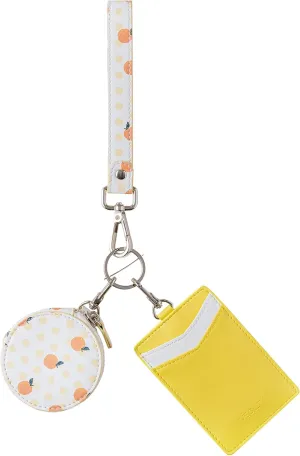 Microfiber Leather Keychain Wristlet Wallet for Women Dual Pouch Wristlet Mini Purse with Card Holder Women Wallet Portable Landyard Coin Purse Keychain