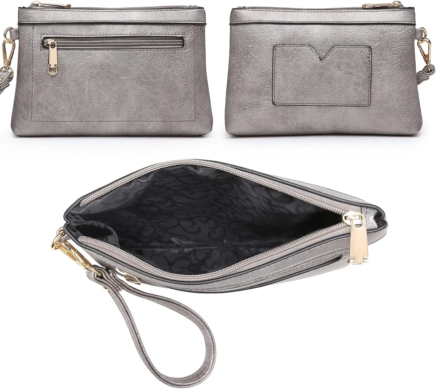 MKP Women Satchel Handbags Purses Two tone Top Handle Tote Shoulder Bags with Matching Wristlet Wallet Set 2pcs
