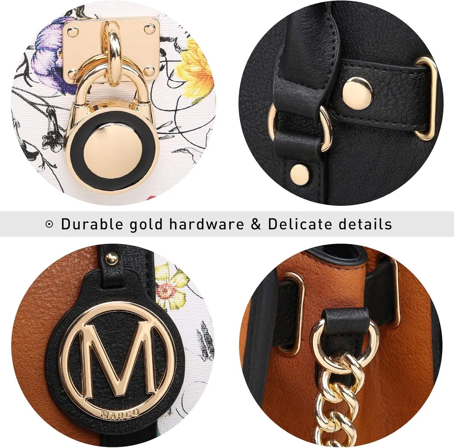 MKP Women Satchel Handbags Purses Two tone Top Handle Tote Shoulder Bags with Matching Wristlet Wallet Set 2pcs