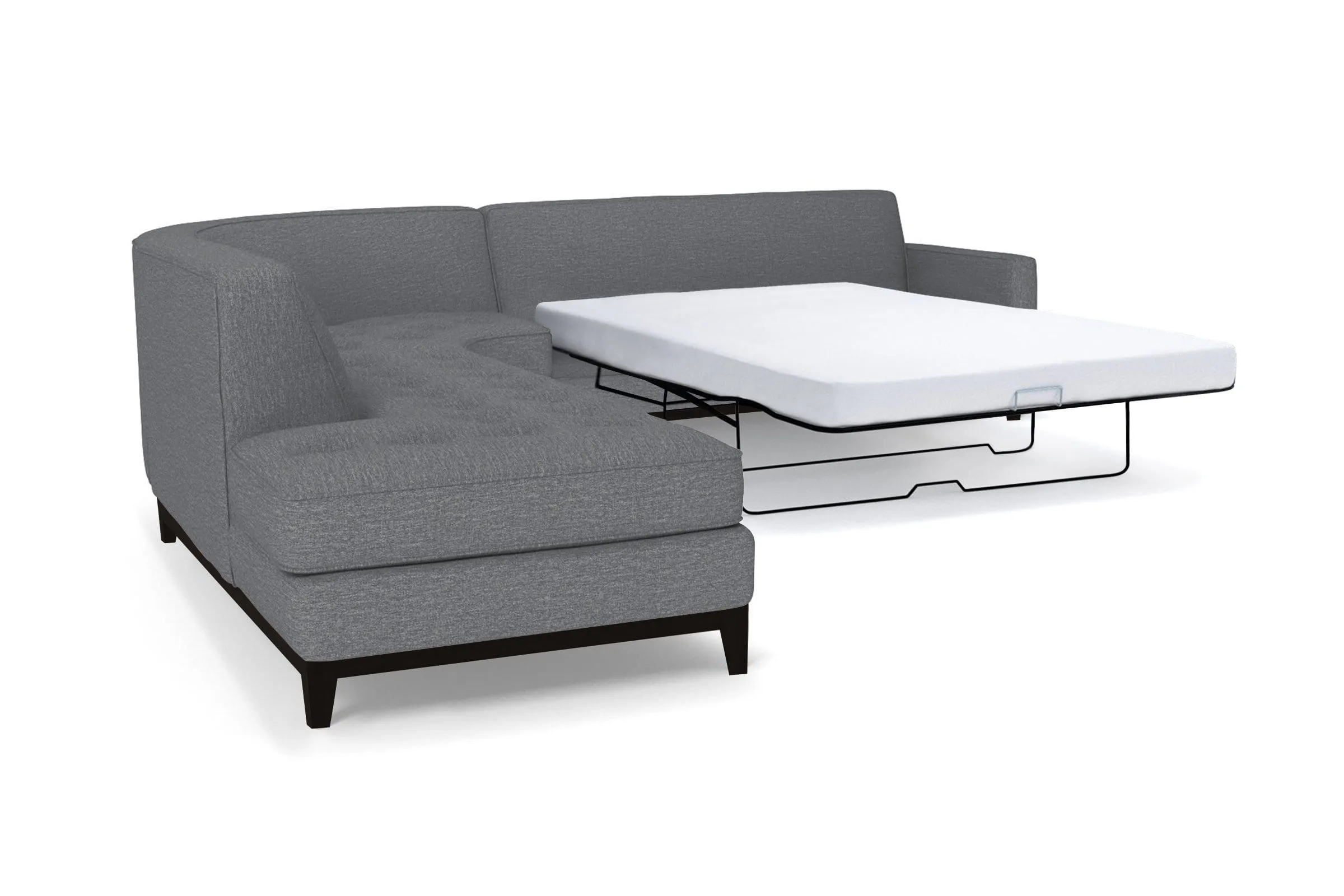 Monroe Drive 3pc Sleeper Sectional :: Leg Finish: Espresso / Configuration: LAF - Chaise on the Left / Sleeper Option: Memory Foam Mattress