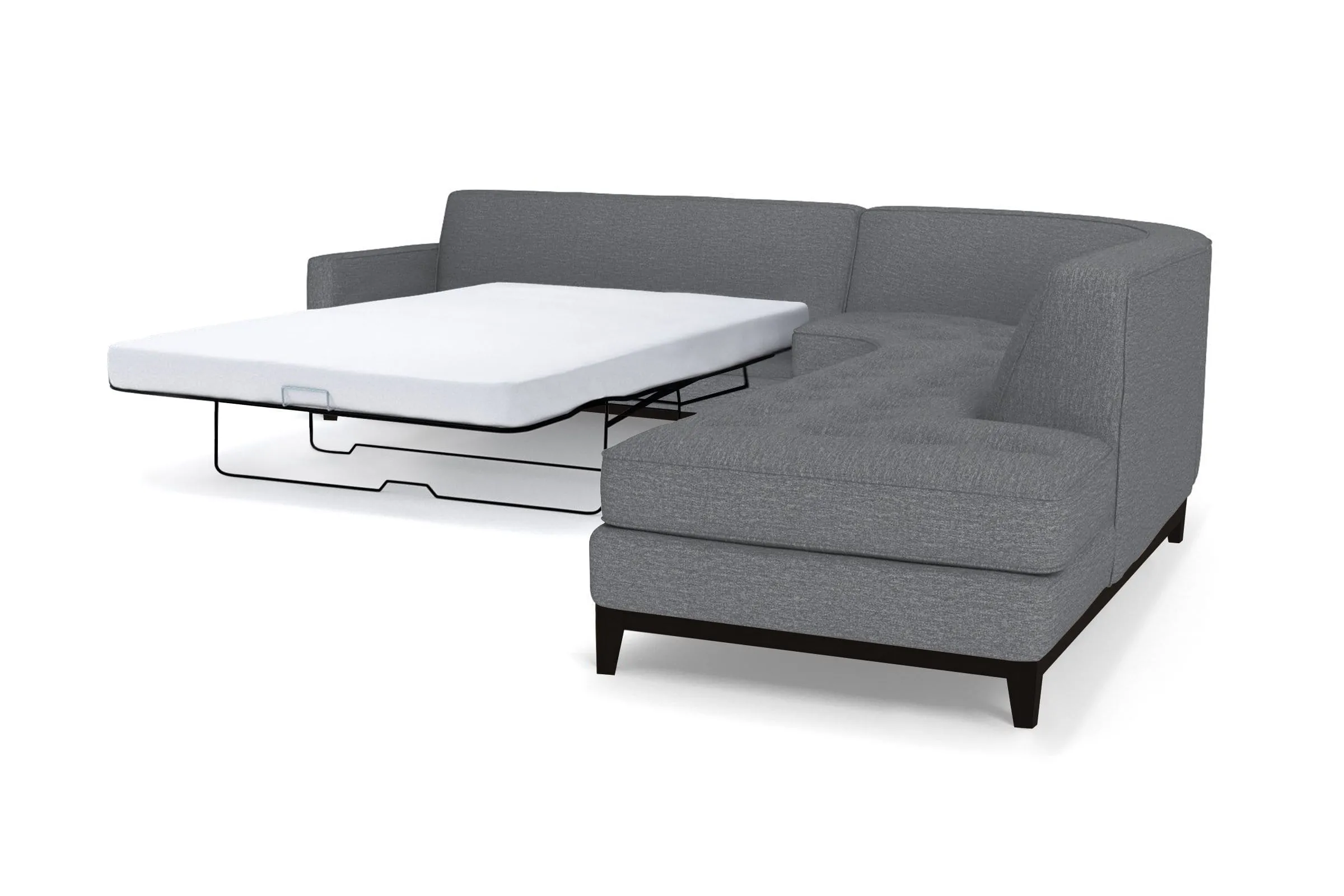 Monroe Drive 3pc Sleeper Sectional :: Leg Finish: Espresso / Configuration: RAF - Chaise on the Right / Sleeper Option: Deluxe Innerspring Mattress