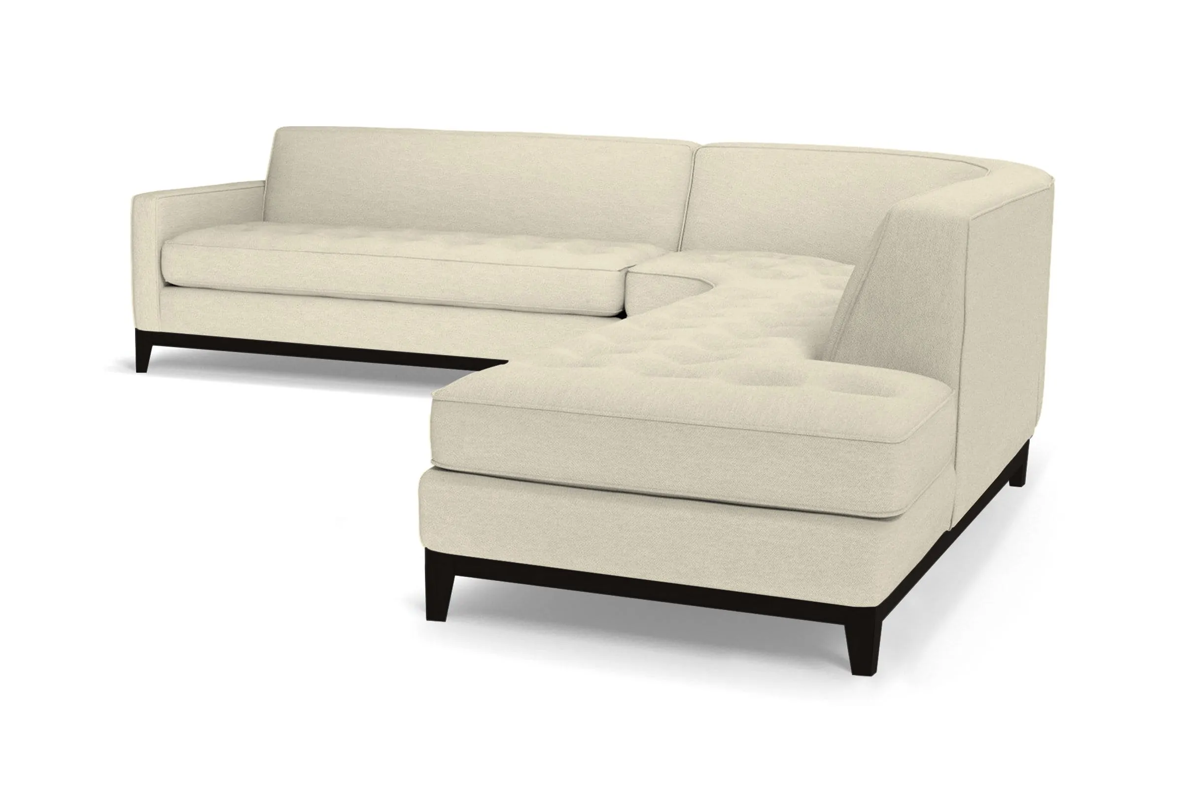 Monroe Drive 3pc Sleeper Sectional :: Leg Finish: Espresso / Configuration: RAF - Chaise on the Right / Sleeper Option: Deluxe Innerspring Mattress