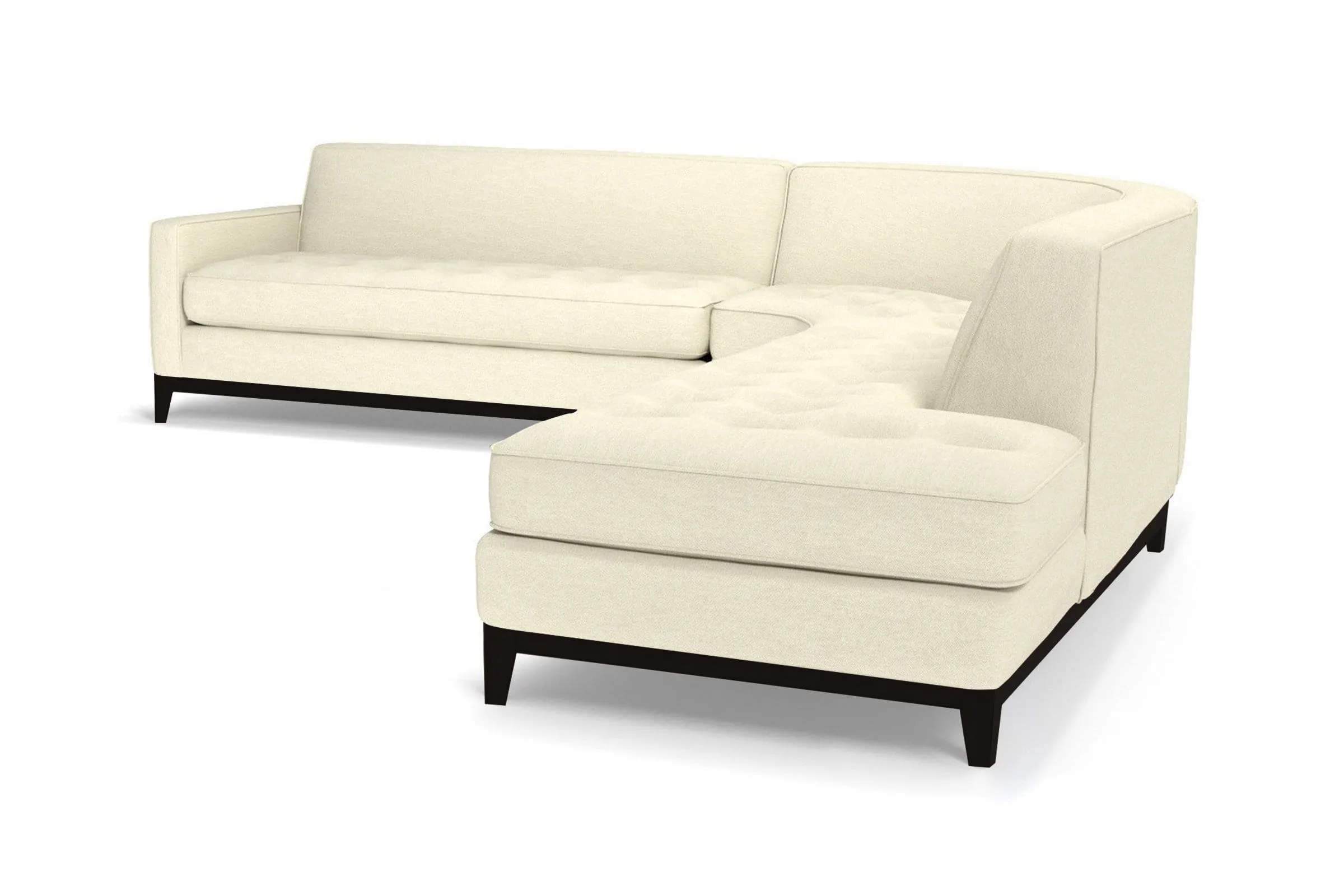 Monroe Drive 3pc Sleeper Sectional :: Leg Finish: Espresso / Configuration: RAF - Chaise on the Right / Sleeper Option: Deluxe Innerspring Mattress