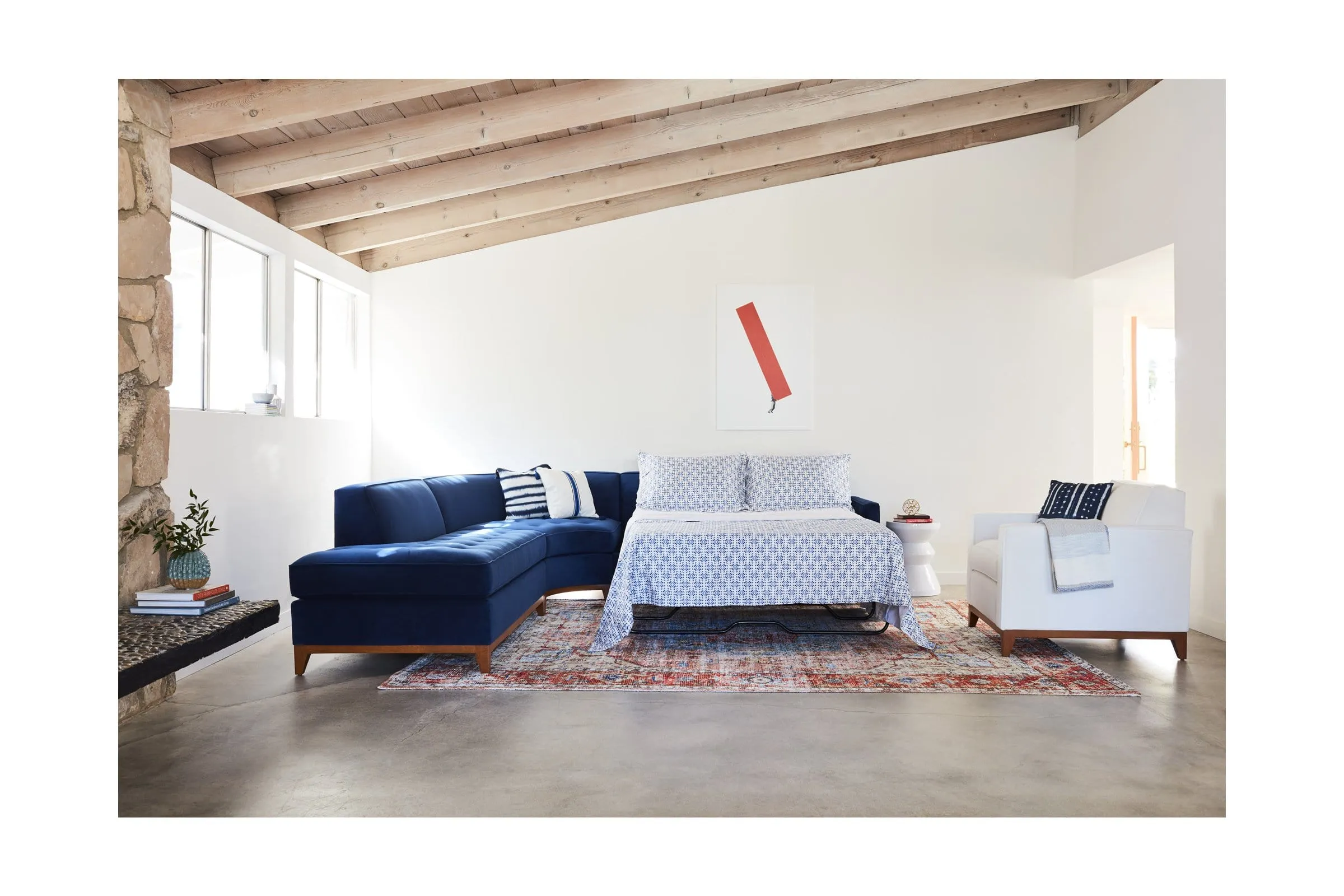 Monroe Drive 3pc Sleeper Sectional :: Leg Finish: Espresso / Configuration: RAF - Chaise on the Right / Sleeper Option: Deluxe Innerspring Mattress