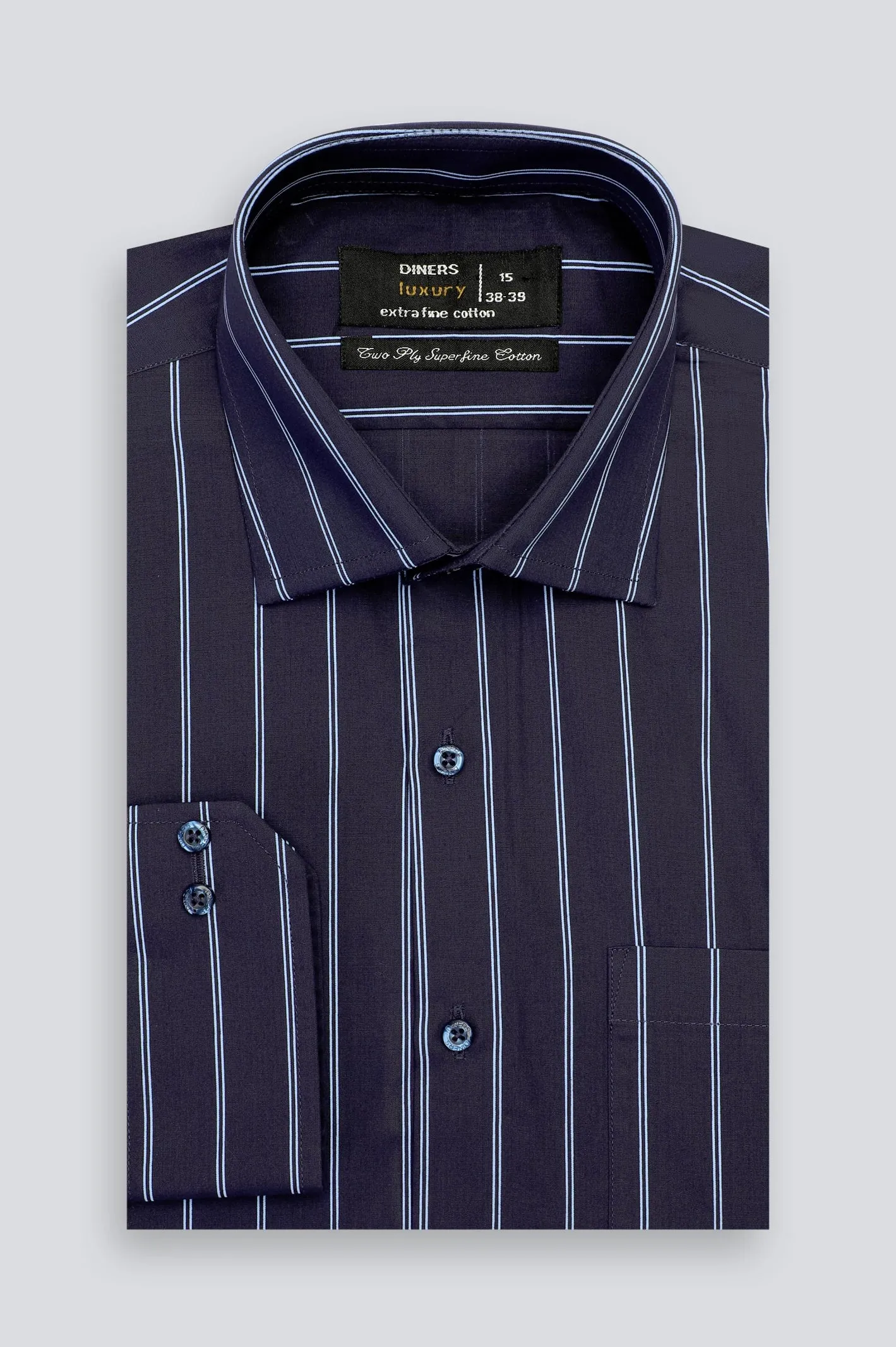 Navy Blue Stripe Formal Shirt
