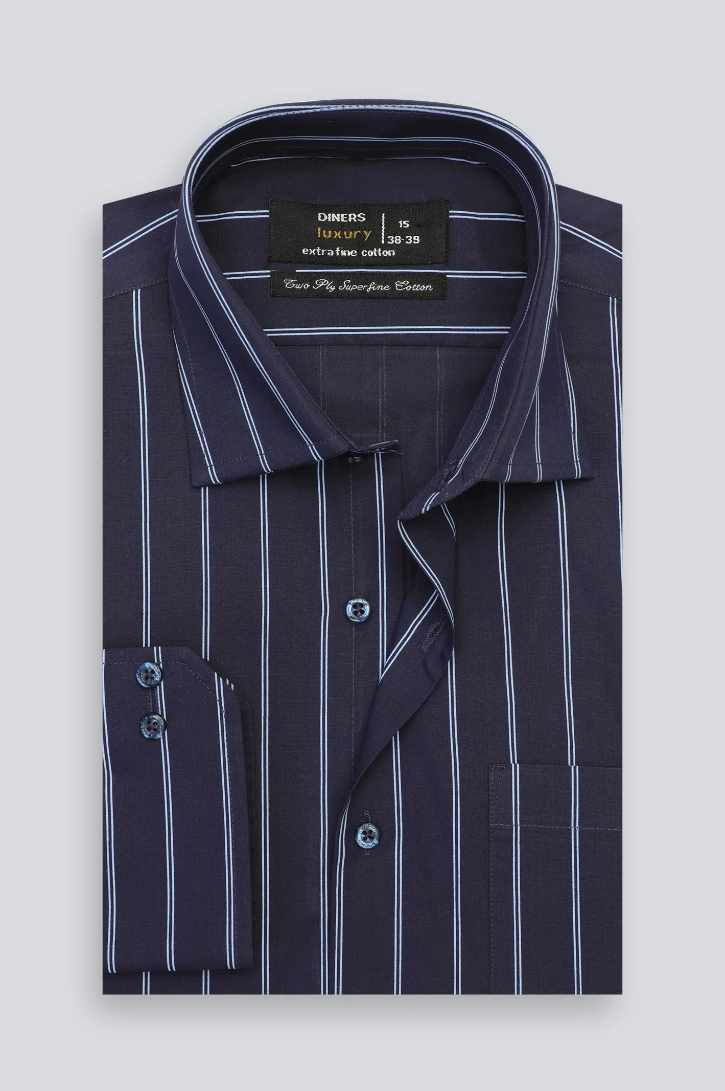 Navy Blue Stripe Formal Shirt