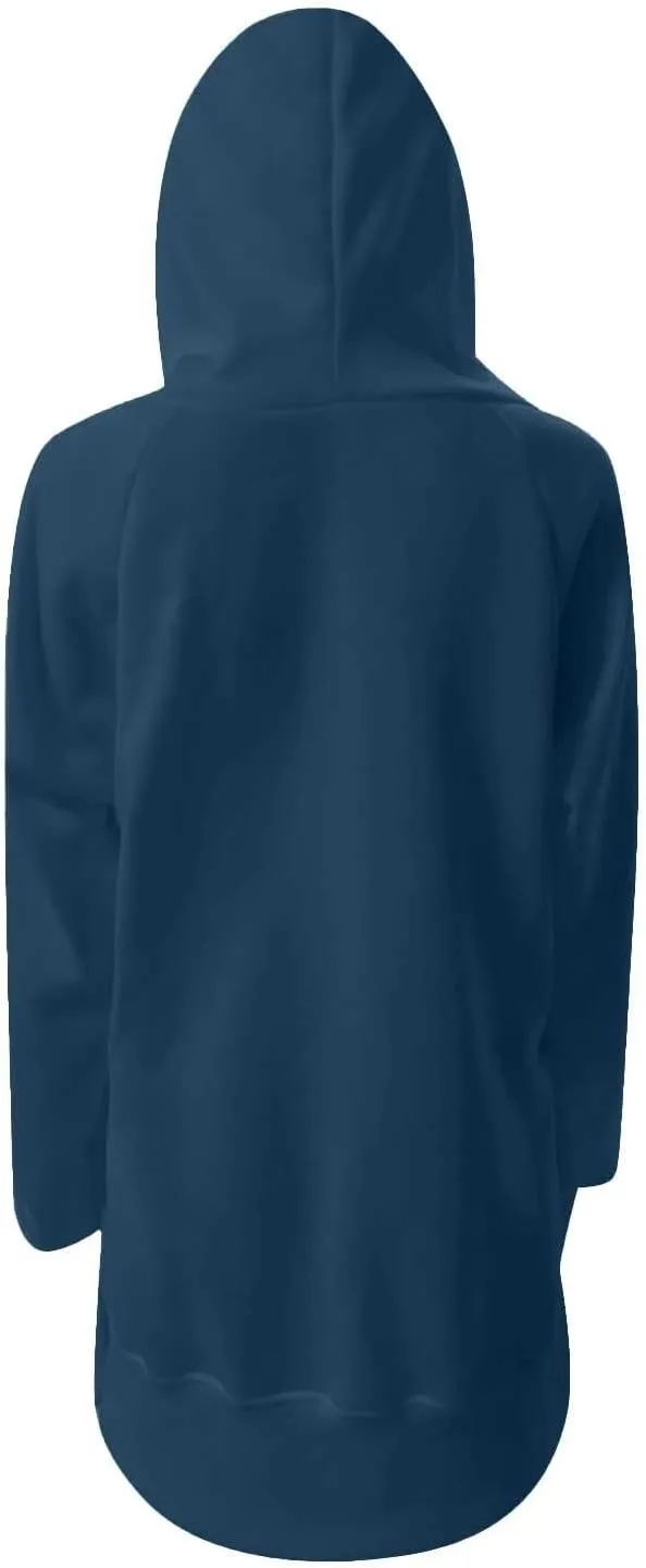 Oversized Hoodie Dress for Women Casual Warm Drawstring Long Sweatshirt with Pocket Fashion Split Hem Long Sleeve Hoodies