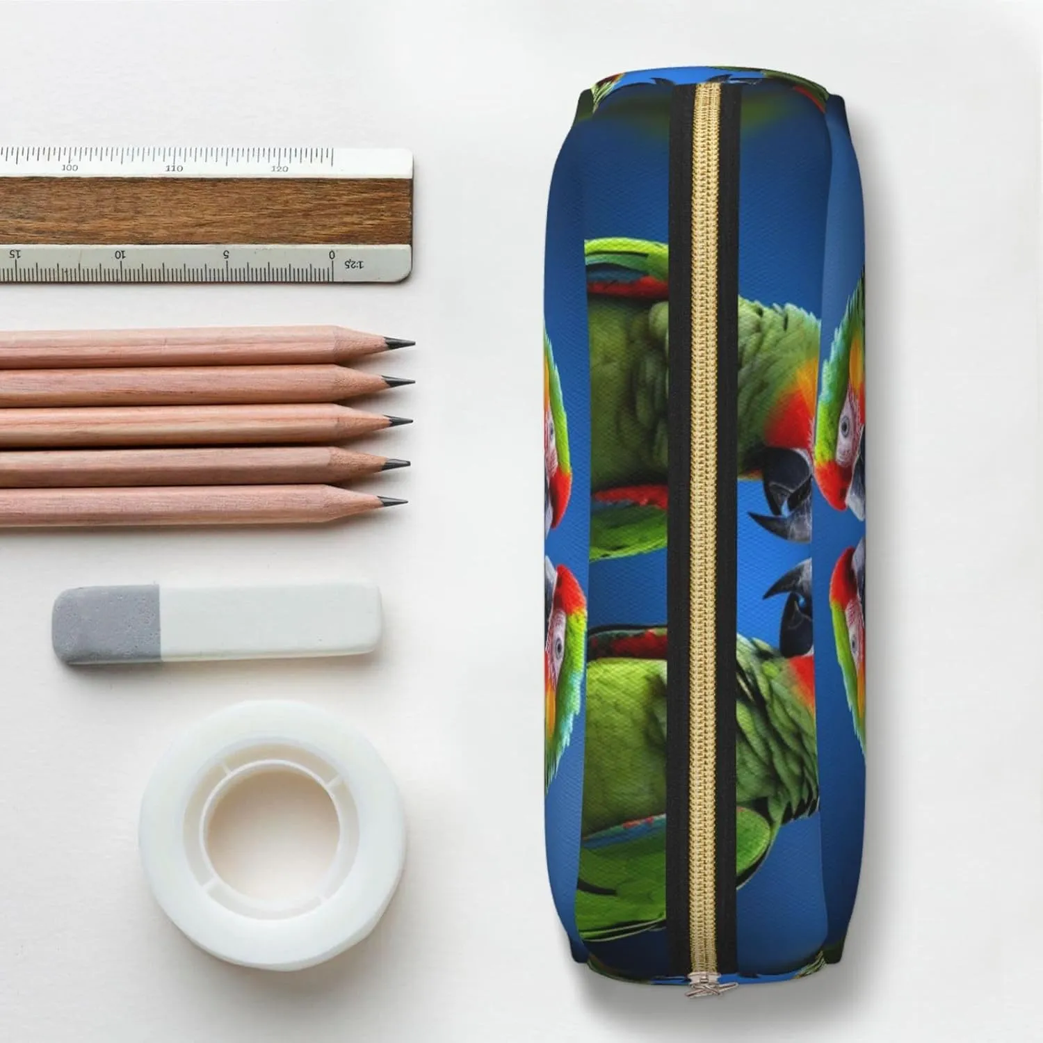parrots Makeup Bag Travel Toiletry Bag Big Pencil Bag for Women Men Leather Zipper Coin Pouch Purse