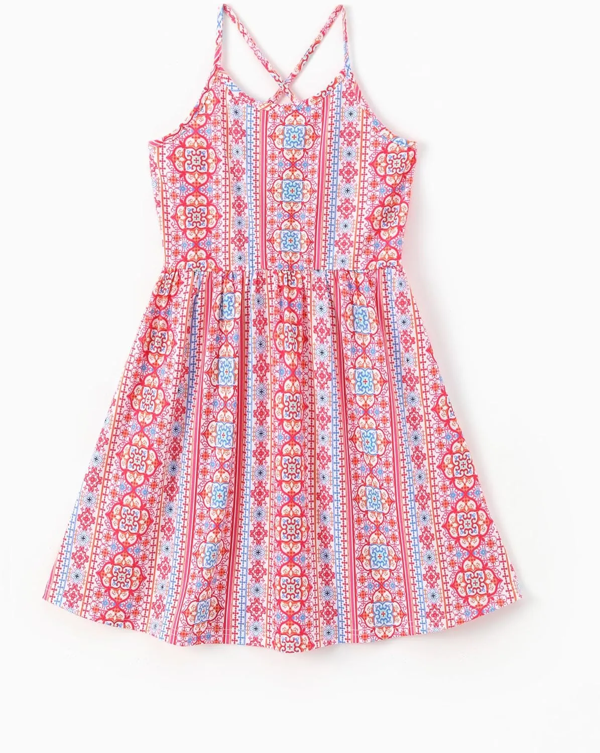 PATPAT Girls Summer Beach Dress Boho Hawaiian Floral One Shoulder Sundress Pack of 2 Size 3-10 Years