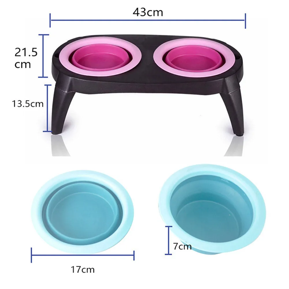 PAWS ASIA Wholesale Eco Friendly Silicone Travel Portable Pet Feeding Collapsible Dog Bowl With Stand
