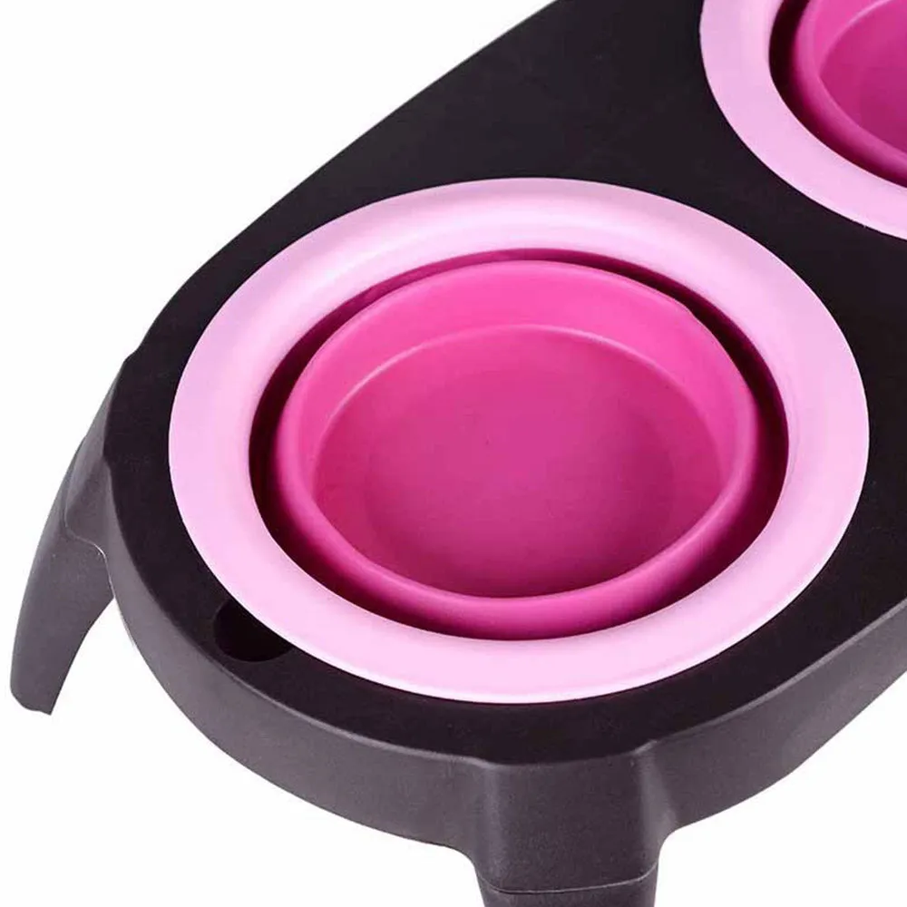 PAWS ASIA Wholesale Eco Friendly Silicone Travel Portable Pet Feeding Collapsible Dog Bowl With Stand