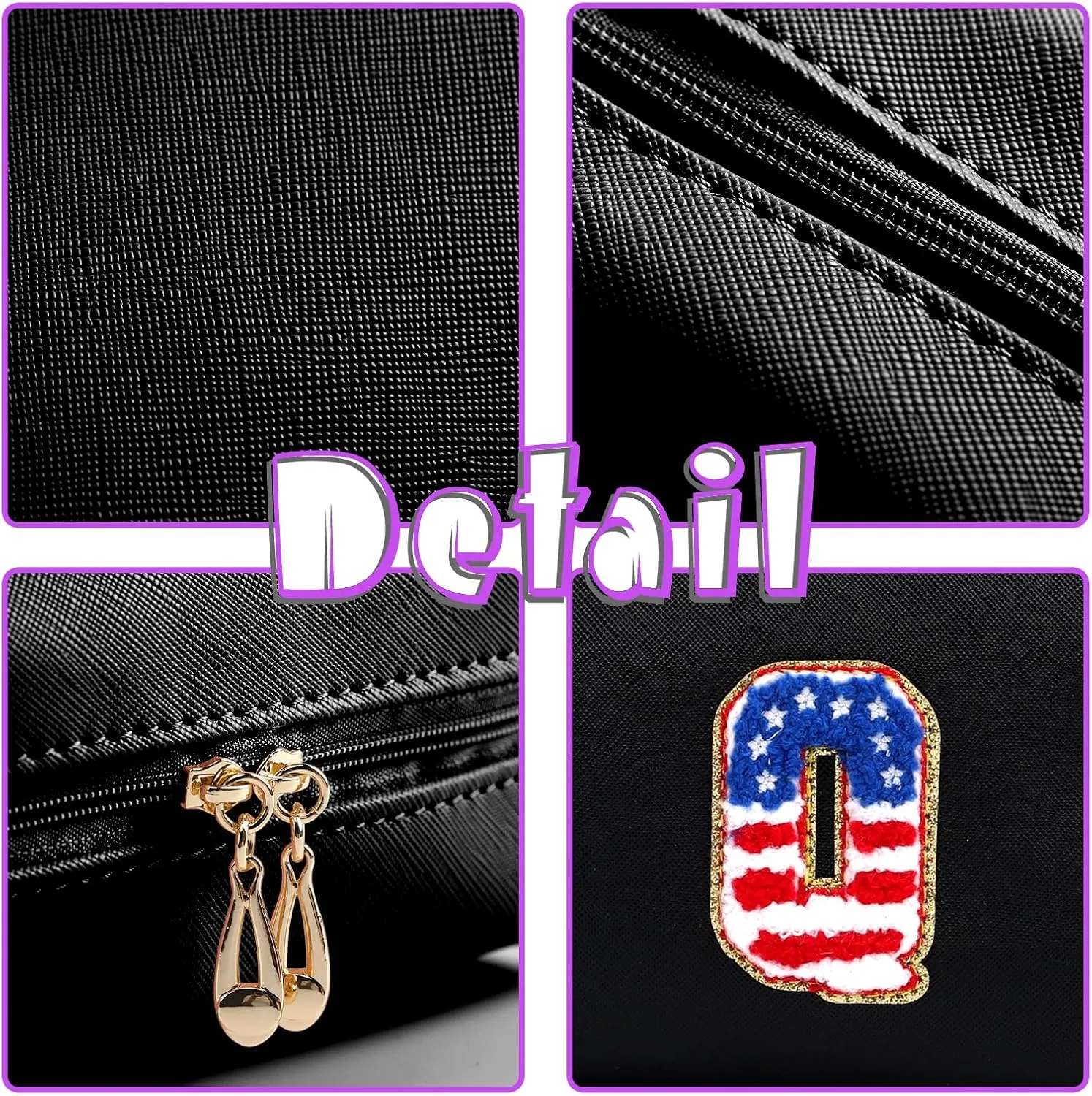Personalized Initial Letter Makeup Bag Organizer,Waterproof PU Leather Letter Zipper Cosmetic Pouch Bag Travel Portable Toiletry Bag,Gift Ideal for Teen Girls Women Birthday Friend Mom