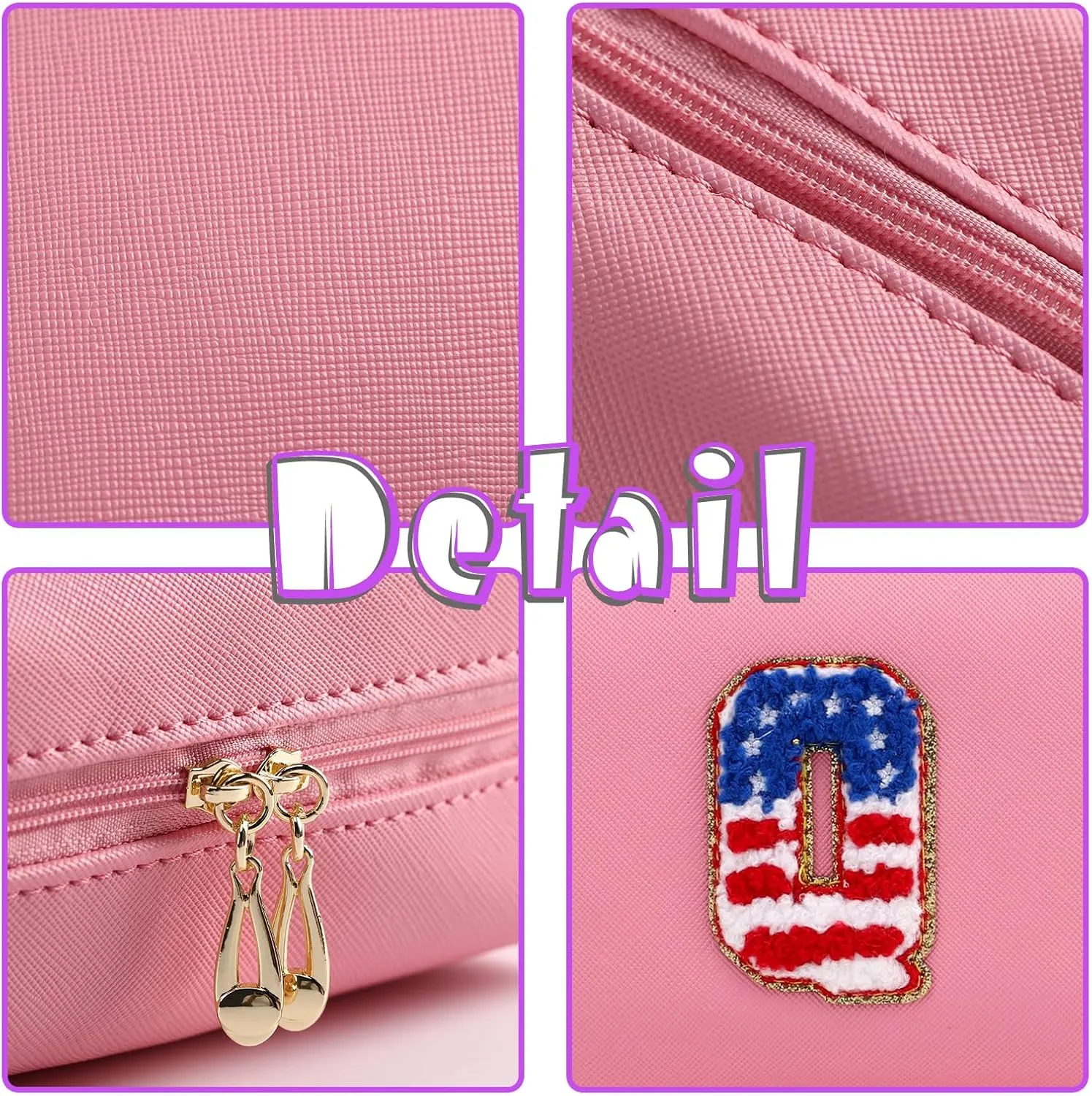 Personalized Initial Letter Makeup Bag Organizer,Waterproof PU Leather Letter Zipper Cosmetic Pouch Bag Travel Portable Toiletry Bag,Gift Ideal for Teen Girls Women Birthday Friend Mom