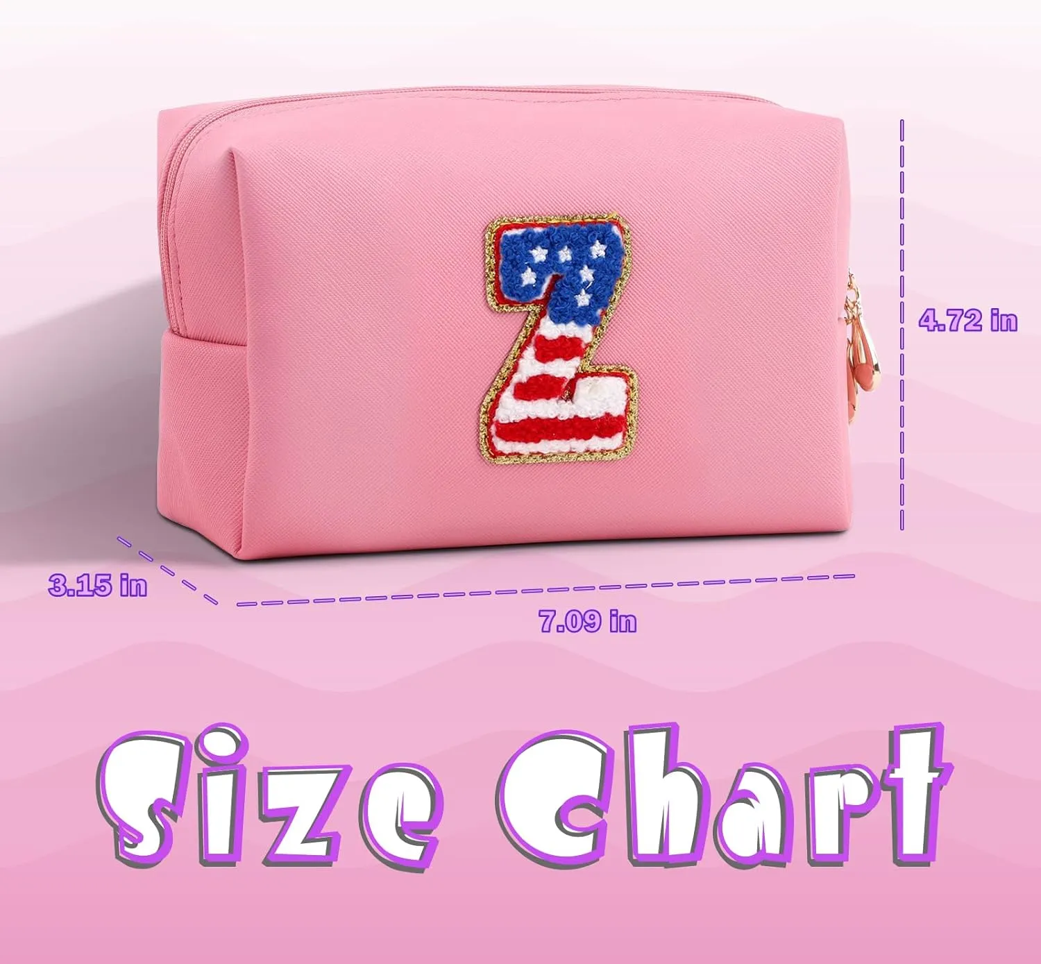 Personalized Initial Letter Makeup Bag Organizer,Waterproof PU Leather Letter Zipper Cosmetic Pouch Bag Travel Portable Toiletry Bag,Gift Ideal for Teen Girls Women Birthday Friend Mom