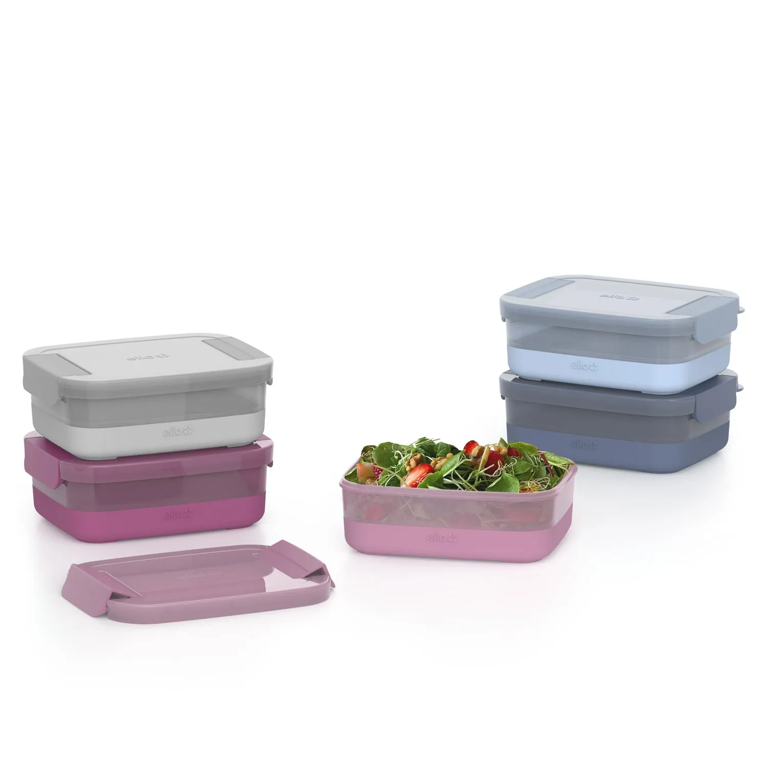 Plastic Food Storage Containers with Soft Base, Set of 5