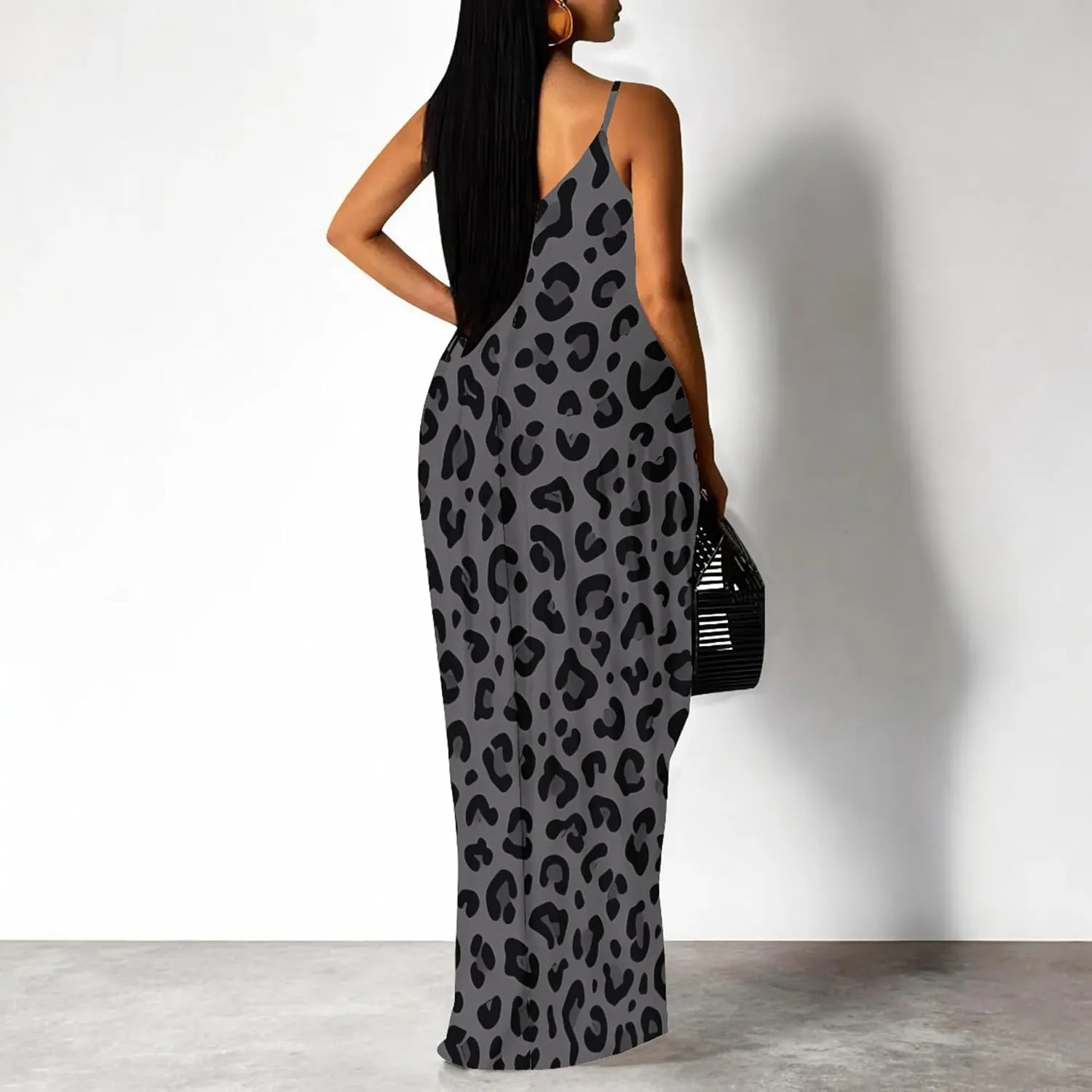 Plus Size Dress for Women 2024 Casual Sleeveless Sundress Loose Spaghetti Strap Long Summer Beach Maxi Dress with Pockets