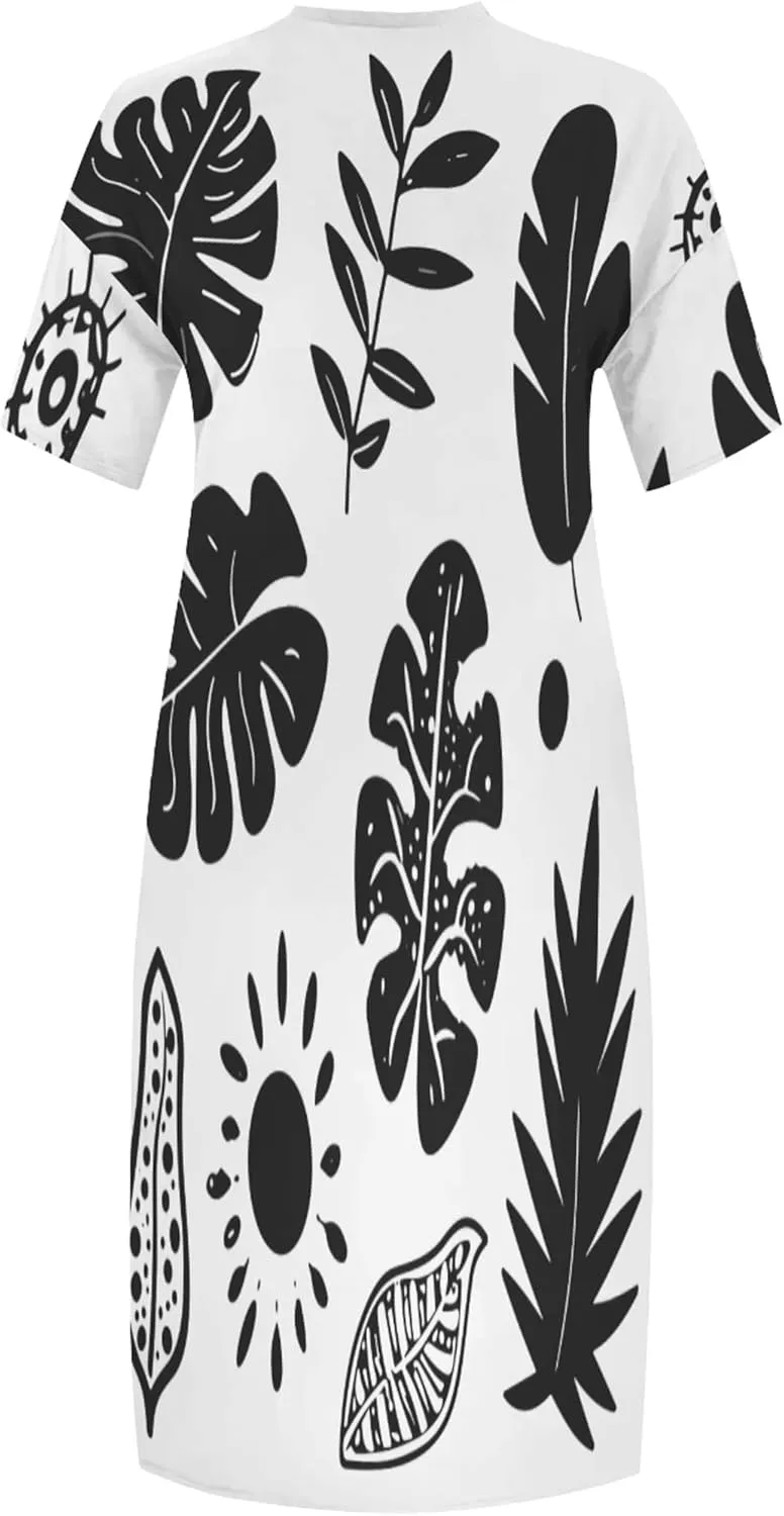 Plus Size Dresses for Curvy Women 2024 Summer Casual Short Sleeve T Shirt Midi Dress with Pockets