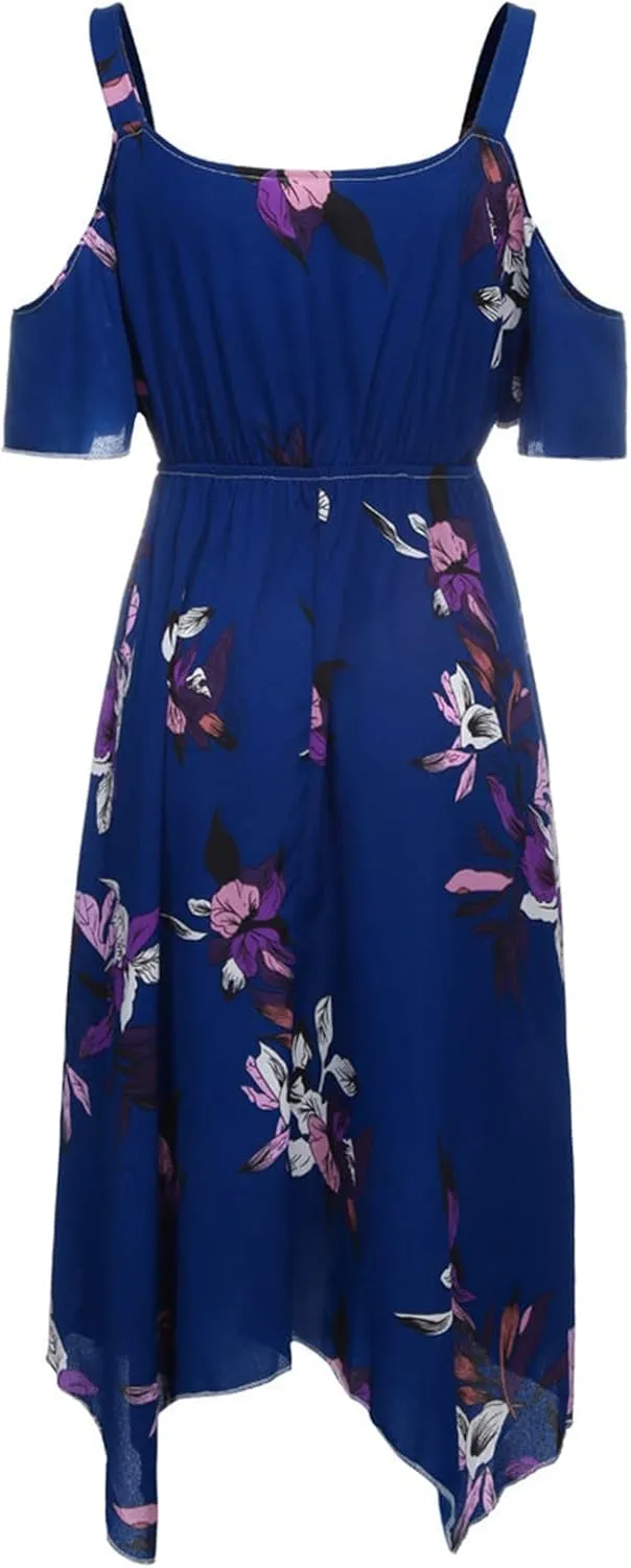 Plus Size Maxi Dress for Women Summer Casual Short Sleeve Floral Midi Dresses Sexy V Neck Vacation Beach Sundress