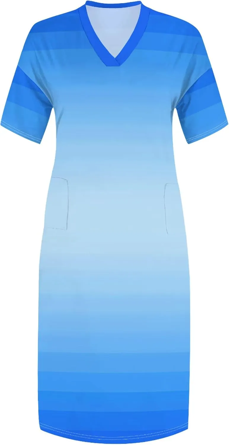 Plus Size Shirt Dresses for Curvy Women Summer 2024 Loose V Neck Oversize Short Sleeve Midi Sundresses with Pockets