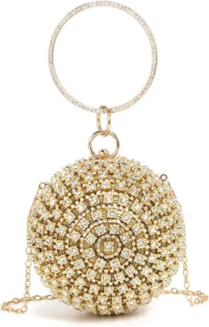 Rhinestone Ball Shape Clutch Purse Evening Full Diamonds Bag Glitter Handbag Crossbody Bag for Formal Wedding