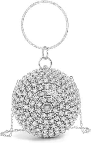 Rhinestone Ball Shape Clutch Purse Evening Full Diamonds Bag Glitter Handbag Crossbody Bag for Formal Wedding