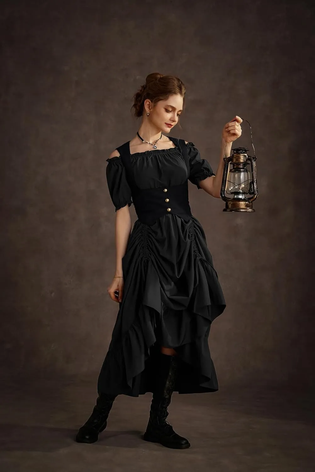 Scarlet Darkness Renaissance Costume Women Steampunk Dress Medieval Ren Faire Dress